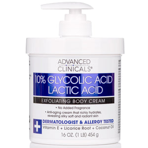 Crème Exfoliante Corps 10% Acide Glycolique + Acide Lactique