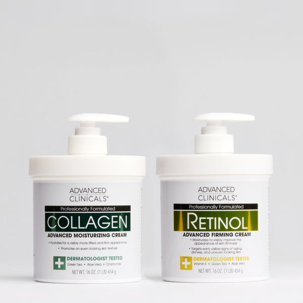 Advanced Clinicals collagen and retinol cream bundle for body care